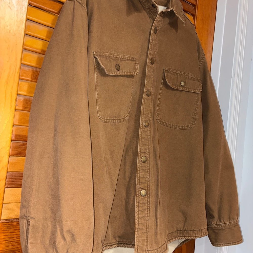 Woolrich Barn Jacket Chore Coat Tan Brown Sherpa Lined - mens size XL - Picture 4 of 10